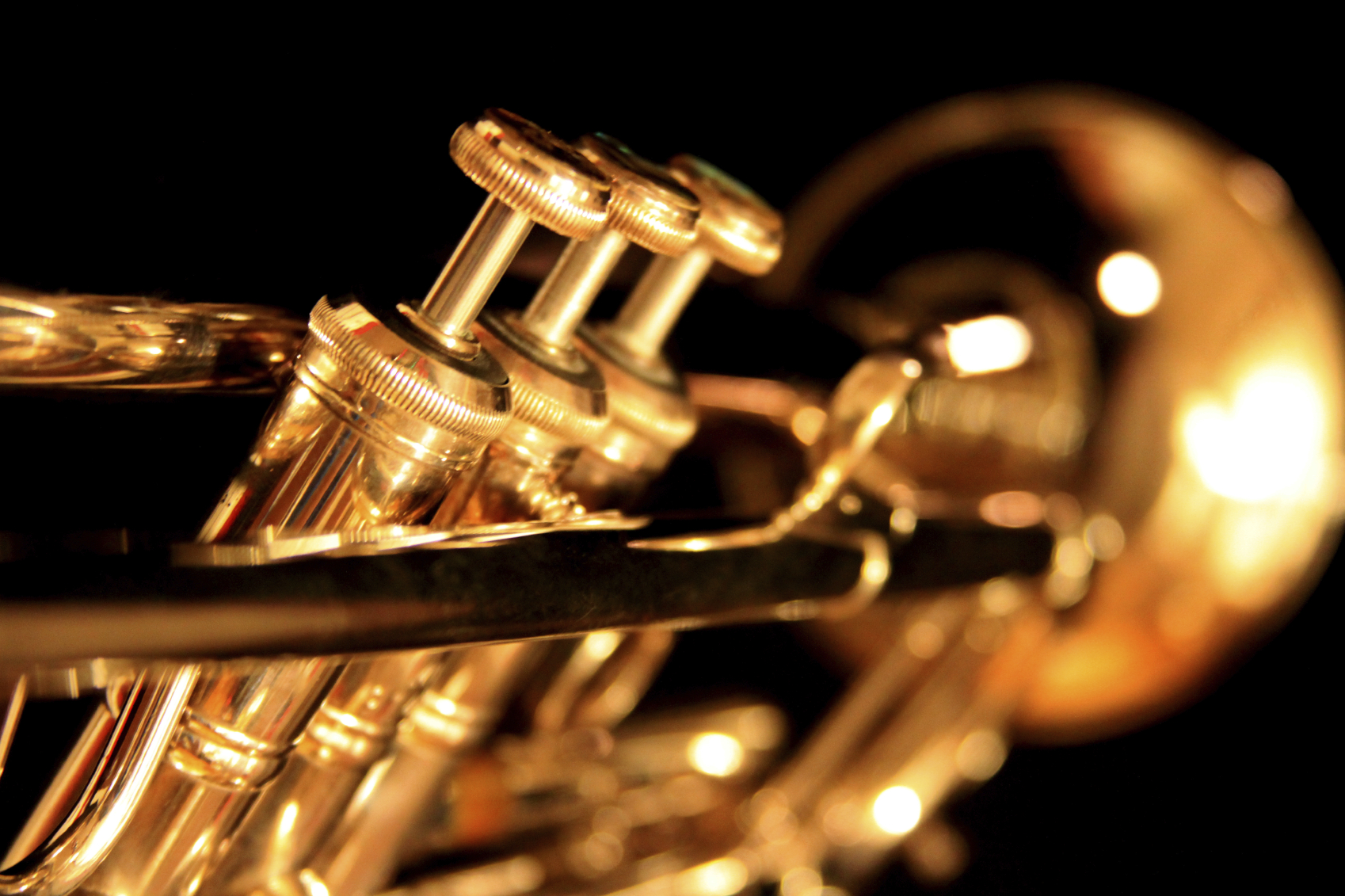 Golden Trumpet on Black Background - Stock image - Long Beach Symphony